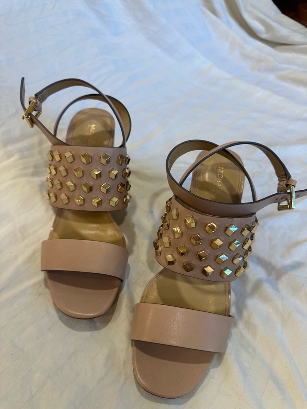 MICHAEL Michael Kors Nude Pink Studded Ankle Strap Sandals
